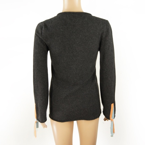 Vintage Chanel Identification Line Dark Grey Cashmere V Neck Pullover Sweater - Picture 6 of 8